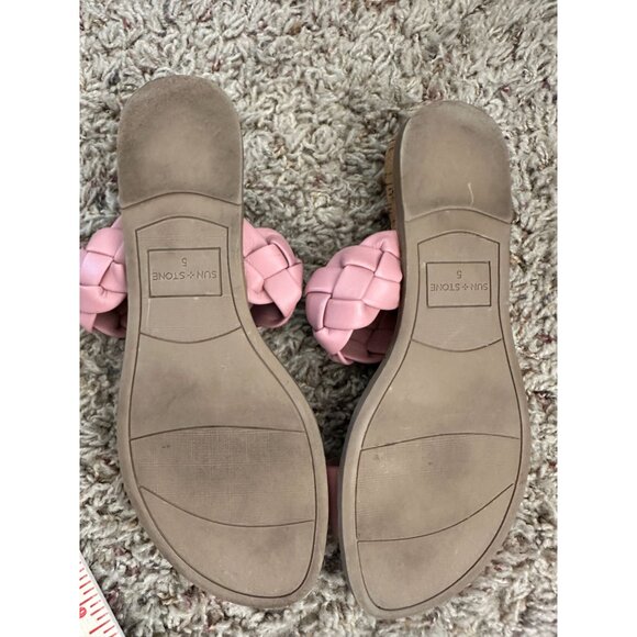 Sun Stone Womens Pink Sandals‎ 5 slip on open toe low heel summer - Picture 4 of 6